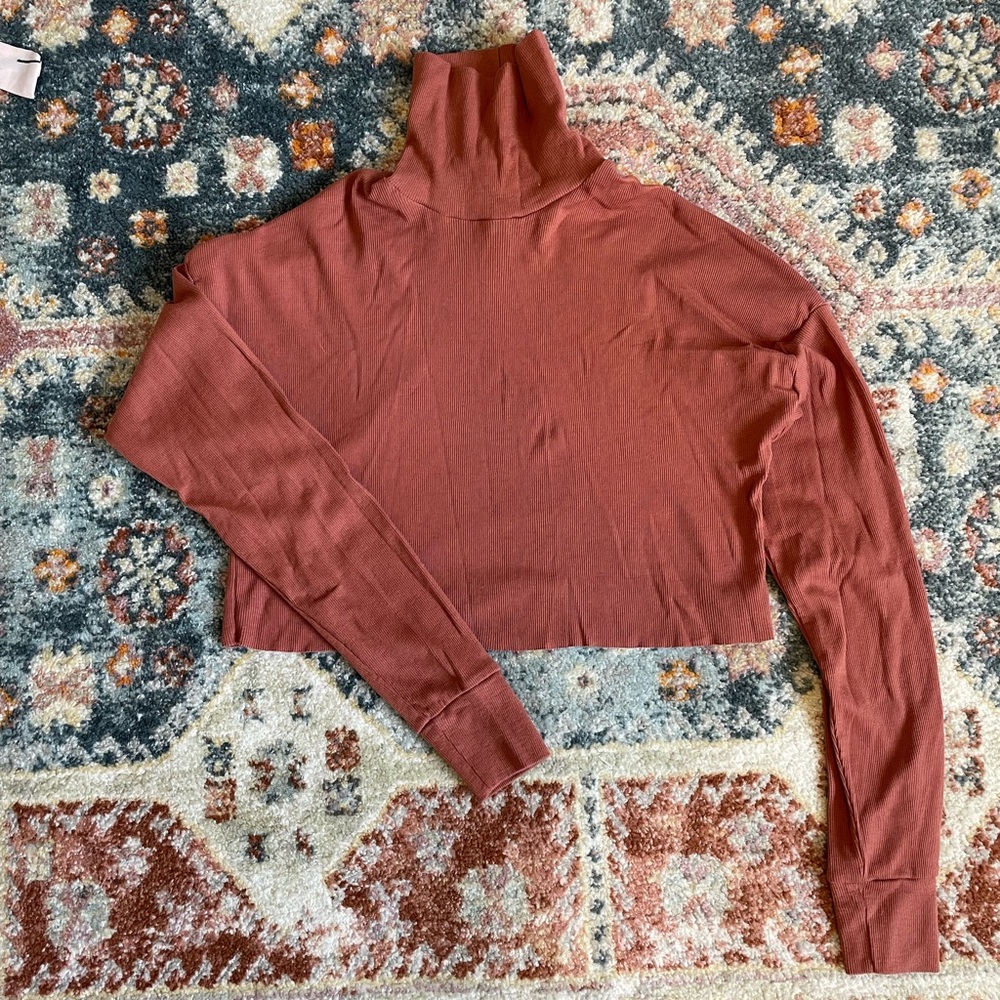 Ribbed turtle neck crop top